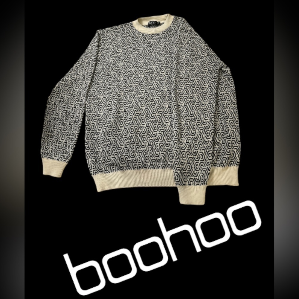 Boohoo Man- Mens Smart All Over Geo Knitted Sweater- Sz XL- NWOT! 😱